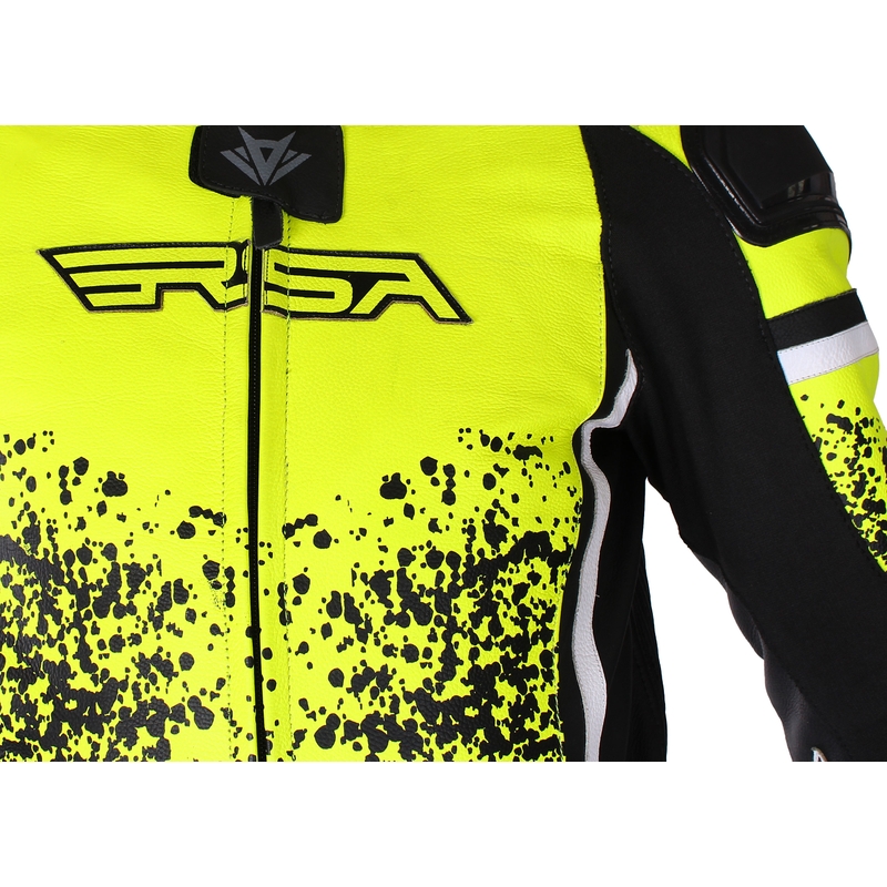 RSA GT2 kétrészes motoros bőr kombi fekete-fehér-fluo sárga kiárusítás