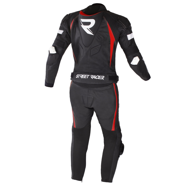 Street Racer Fast Track 2 kétrészes motoros bőr kombi fekete-fehér-piros kiárusítás
