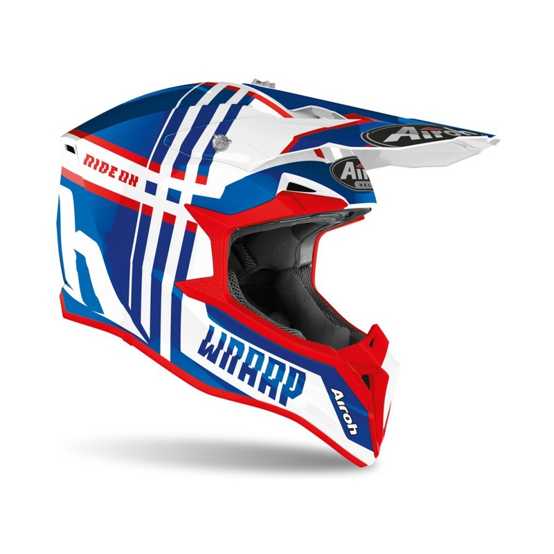 Airoh Wraap Youth Broken gyerek motocross bukósisak kék-fehér-piros