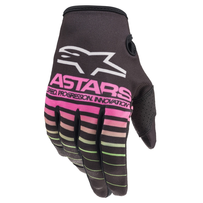 Alpinestars Radar gyerek motocross kesztyű fekete-zöld-fluo rózsaszín