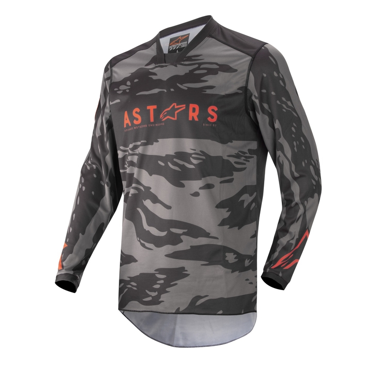 Alpinestars Racer Tactical camo gyerek motocross mez fekete-szürke-fluo piros