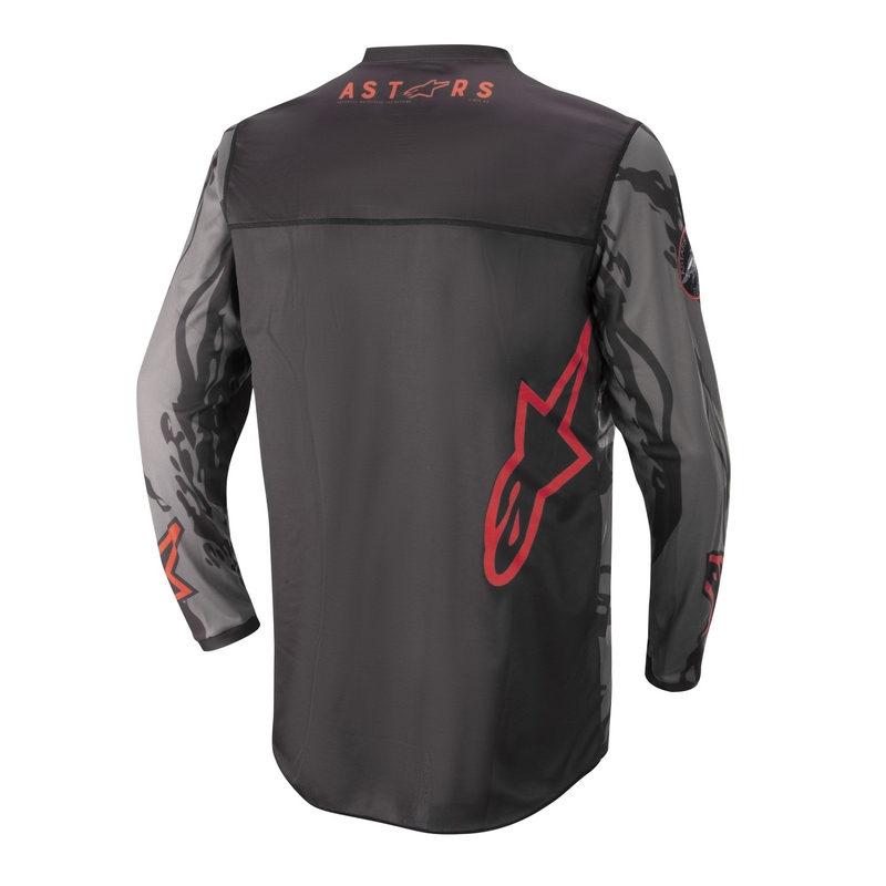 Alpinestars Racer Tactical camo gyerek motocross mez fekete-szürke-fluo piros