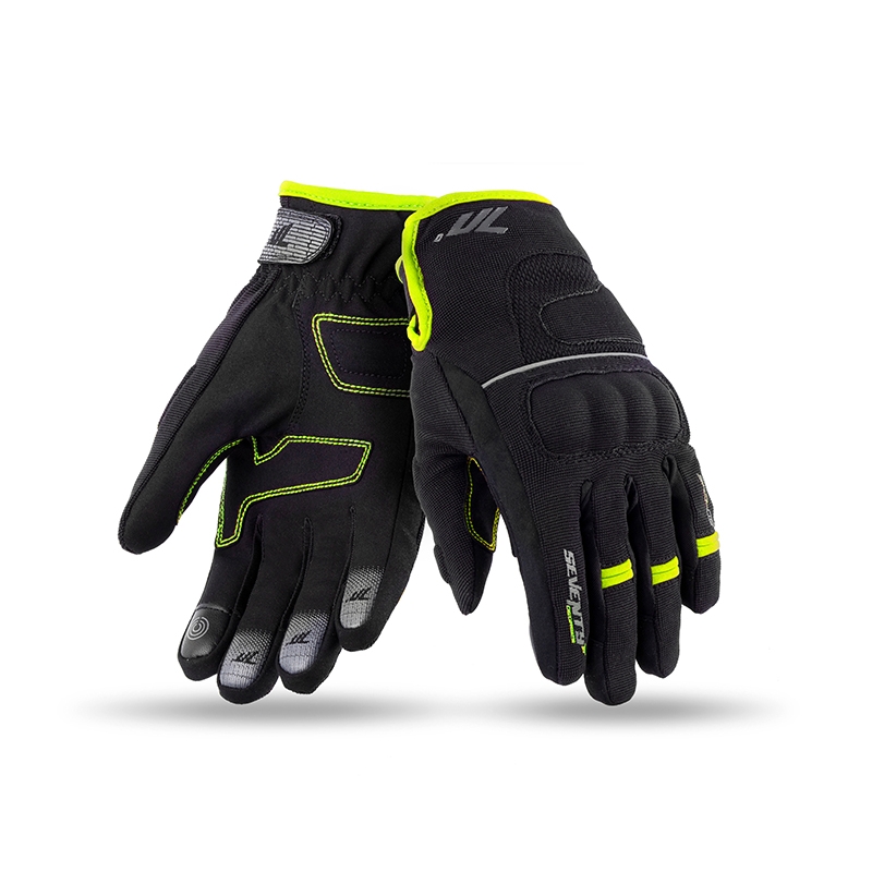 SEVENTY DEGREES SD-C43 rövid motoros kesztyű fekete-fluo sárga