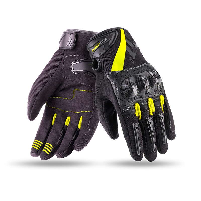 SEVENTY DEGREES SD-N14 rövid motoros kesztyű fekete-fluo sárga