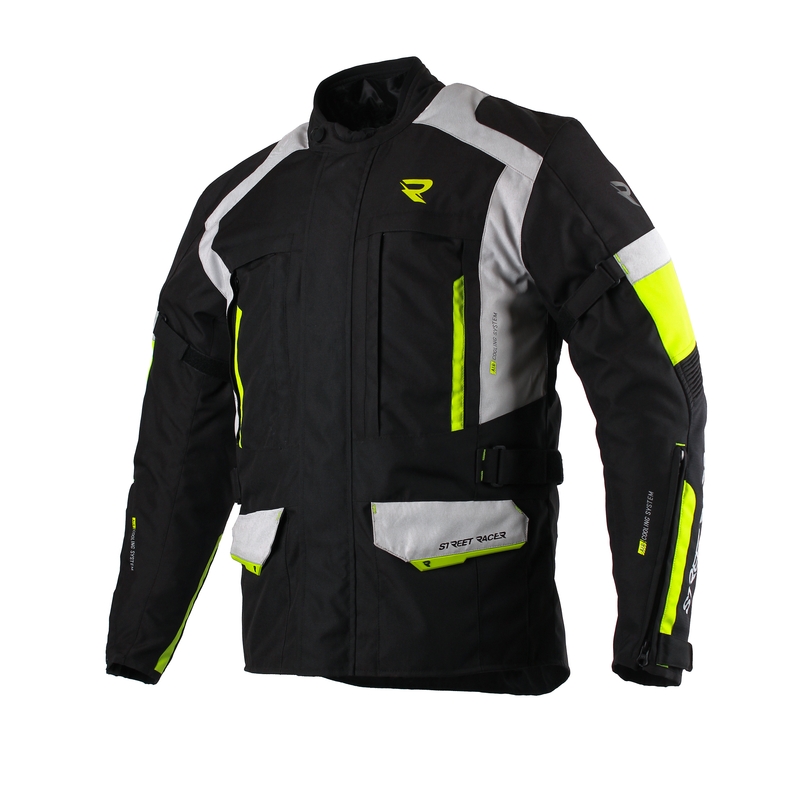 Motoros kabát Street Racer Cool fekete-szürke-neon sárga kiárusítás