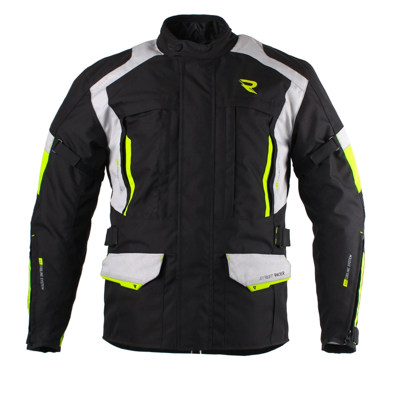 Motoros kabát Street Racer Cool fekete-szürke-neon sárga kiárusítás