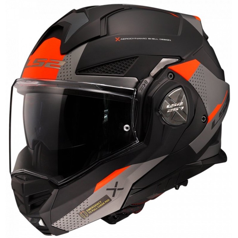 LS2 FF901 Advant X Oblivion hátrahajtható állú bukósisak fekete-piros-titán