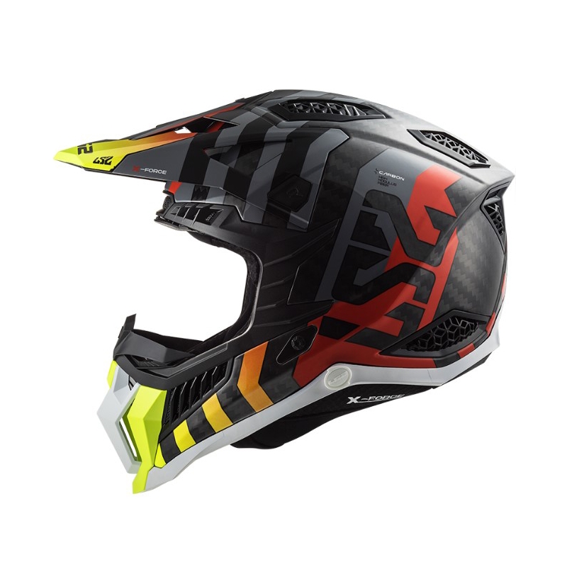 LS2 MX703 C X-Force Barrier H-V motocross bukósisak fekete-szürke-piros-sárga