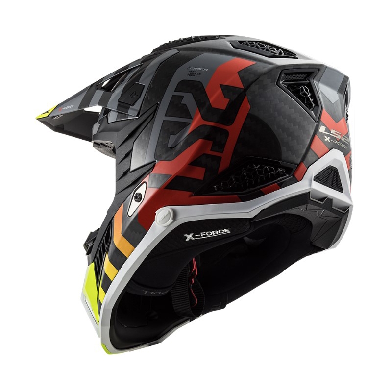 LS2 MX703 C X-Force Barrier H-V motocross bukósisak fekete-szürke-piros-sárga