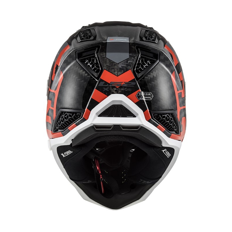 LS2 MX703 C X-Force Barrier H-V motocross bukósisak fekete-szürke-piros-sárga