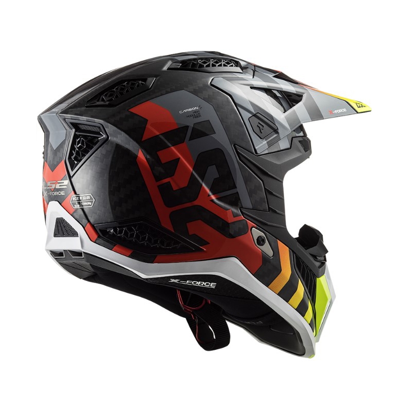 LS2 MX703 C X-Force Barrier H-V motocross bukósisak fekete-szürke-piros-sárga