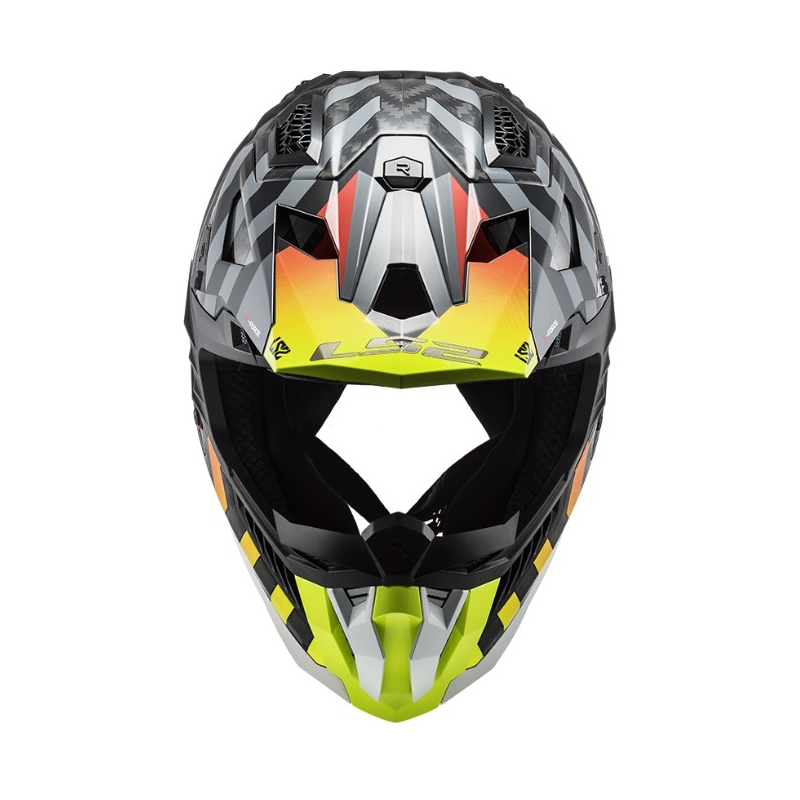 LS2 MX703 C X-Force Barrier H-V motocross bukósisak fekete-szürke-piros-sárga