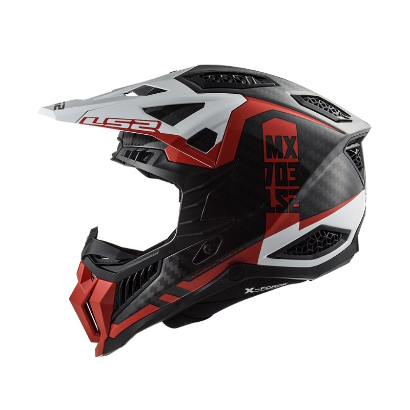 LS2 MX703 C X-Force Victory motocross bukósisak fekete-piros-fehér