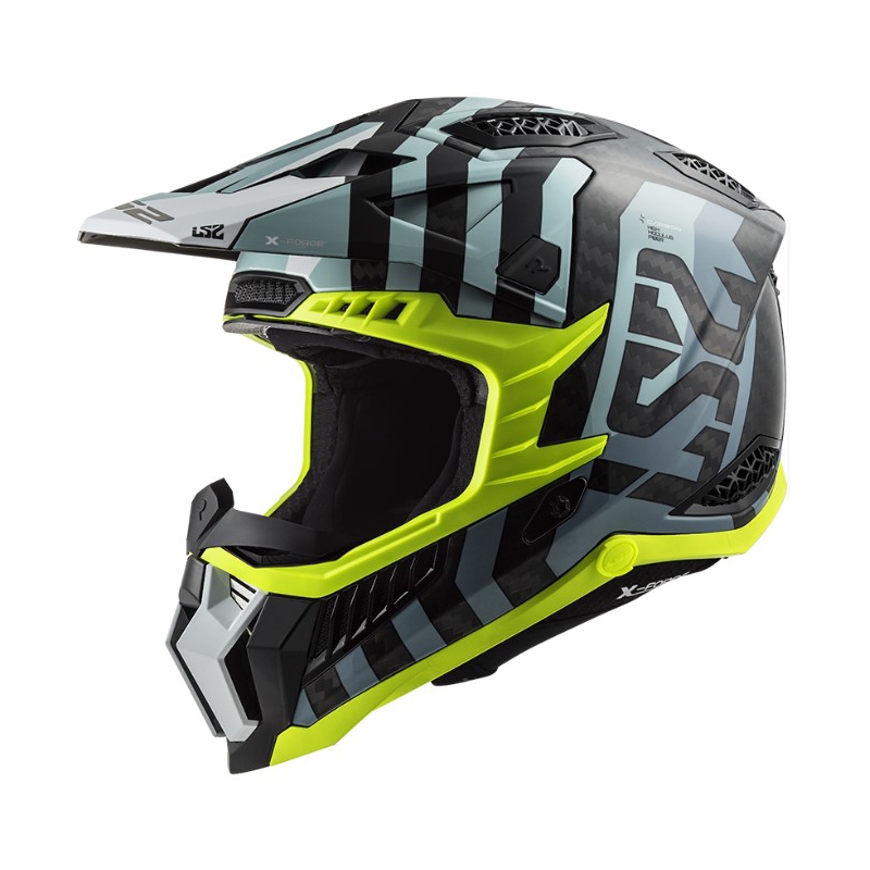 LS2 MX703 C X-Force Barrier motocross bukósisak fekete-kék-fluo sárga