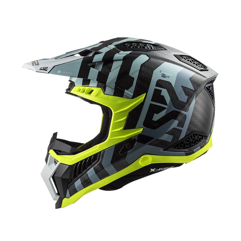 LS2 MX703 C X-Force Barrier motocross bukósisak fekete-kék-fluo sárga