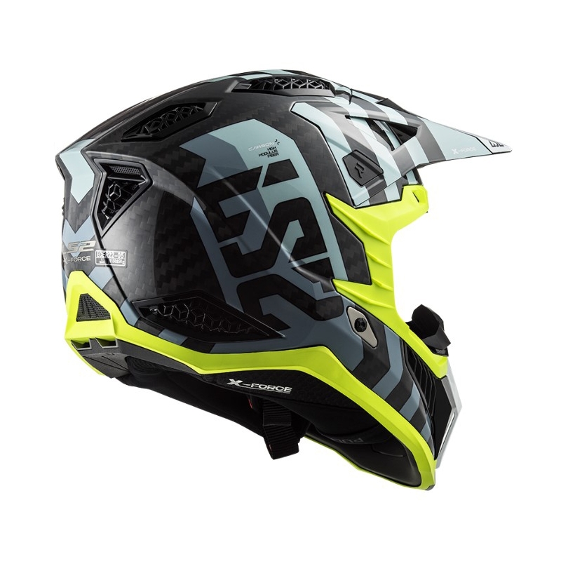 LS2 MX703 C X-Force Barrier motocross bukósisak fekete-kék-fluo sárga