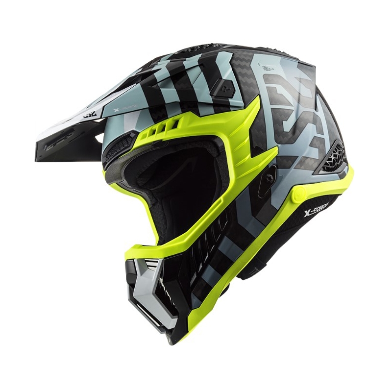 LS2 MX703 C X-Force Barrier motocross bukósisak fekete-kék-fluo sárga