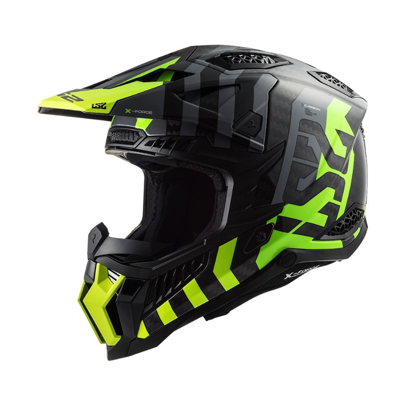 LS2 MX703 C X-Force Barrier motocross bukósisak fekete-szürke-fluo sárga