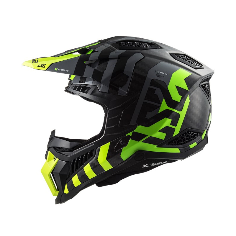 LS2 MX703 C X-Force Barrier motocross bukósisak fekete-szürke-fluo sárga