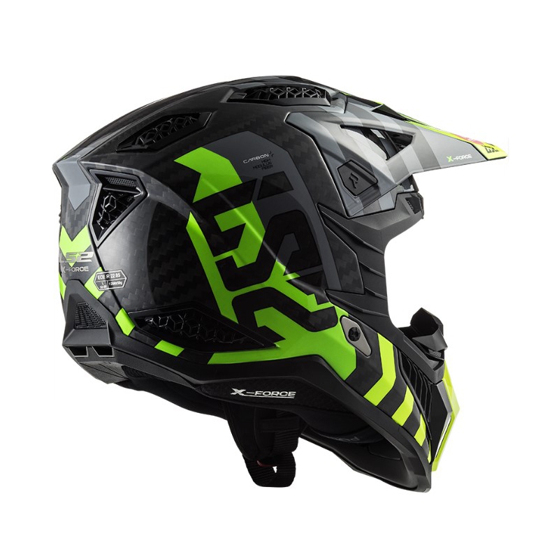 LS2 MX703 C X-Force Barrier motocross bukósisak fekete-szürke-fluo sárga