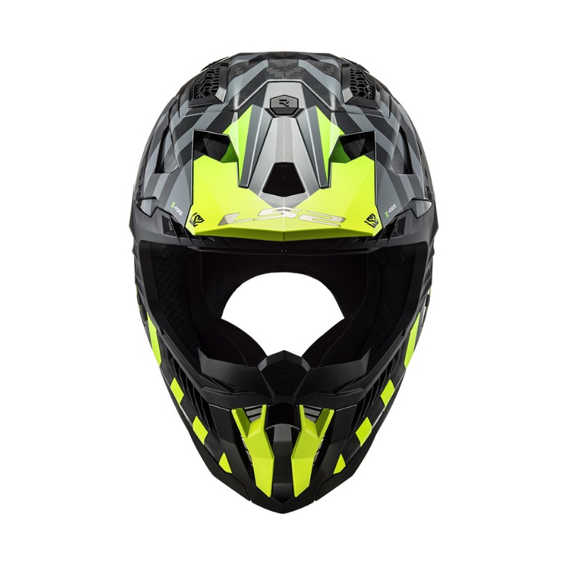 LS2 MX703 C X-Force Barrier motocross bukósisak fekete-szürke-fluo sárga