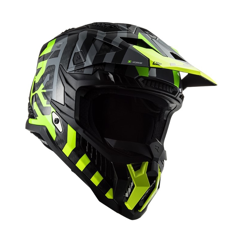 LS2 MX703 C X-Force Barrier motocross bukósisak fekete-szürke-fluo sárga
