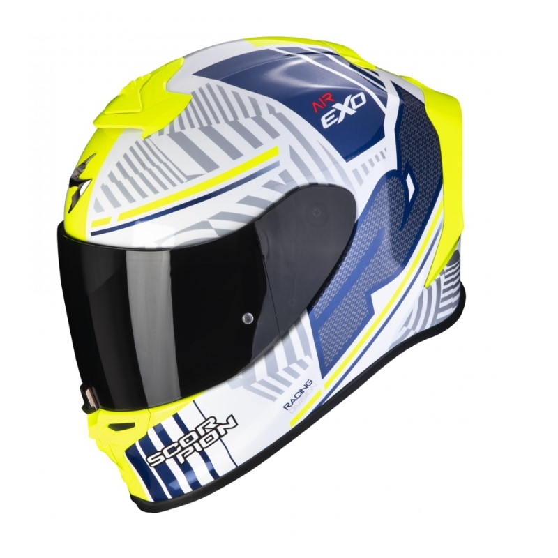Scorpion EXO-R1 EVO Air Victory zárt bukósisak fehér-kék-sárga