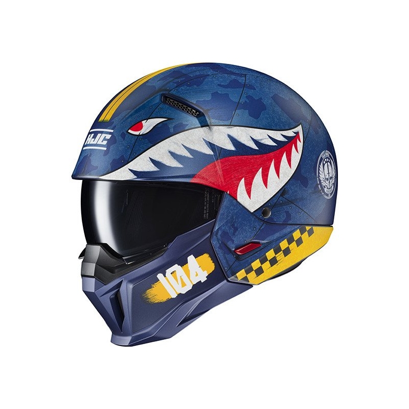 HJC i20 Vanguard Call Of Duty MC2SF nyitott bukósisak maszkal fehér-sárga-piros-kék