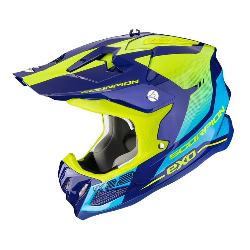 Scorpion VX-22 Air Attis motocross bukósisak kék-fluo sárga