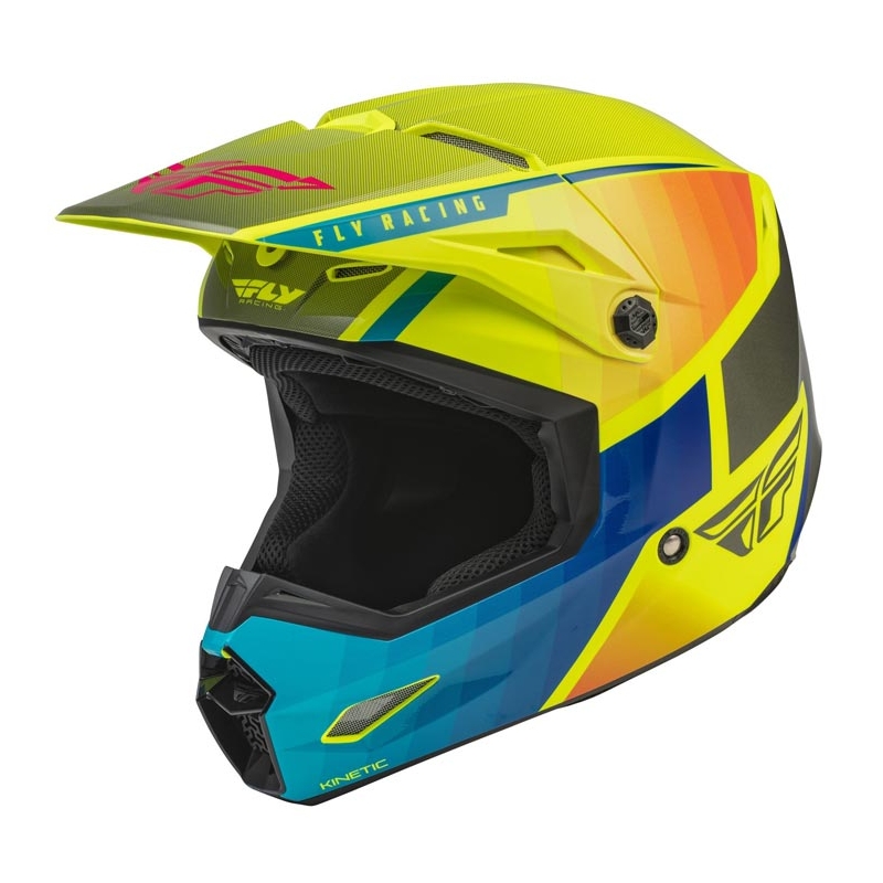 Motocross sisak FLY Racing Kinetic Drift kék-fluo sárga-szürke