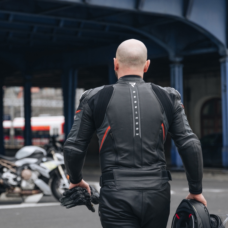 Rebelhorn Veloce motoros bőrkabát fekete-fluo piros