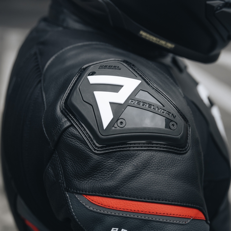 Rebelhorn Veloce motoros bőrkabát fekete-fluo piros