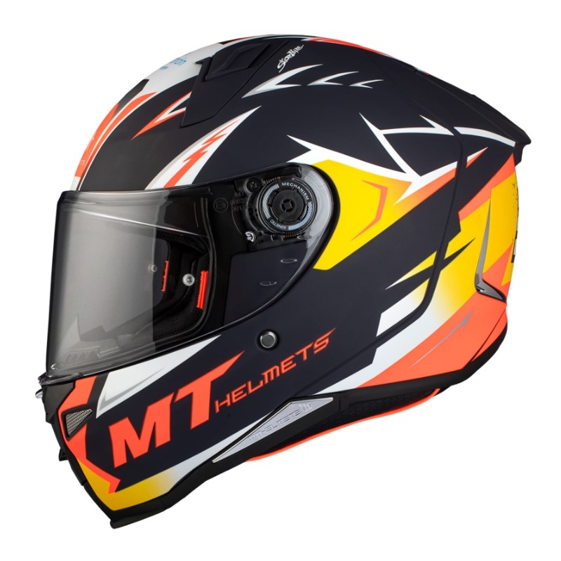 MT FF110 Revenge 2 S Acosta A37 zárt bukósisak fekete-narancssárga-fehér matt