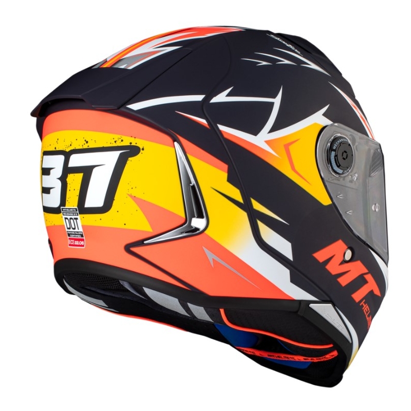 MT FF110 Revenge 2 S Acosta A37 zárt bukósisak fekete-narancssárga-fehér matt