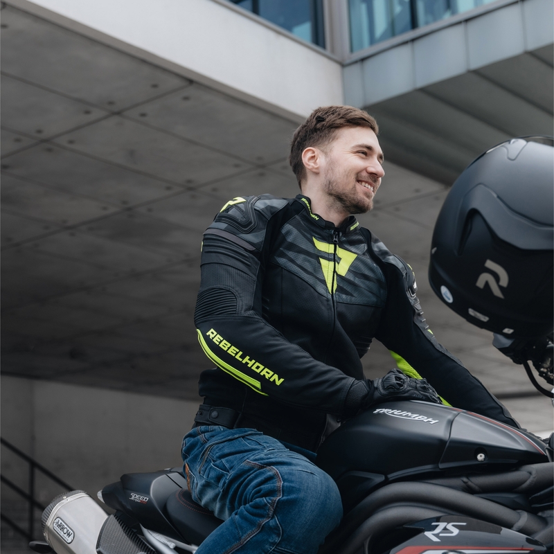 Rebelhorn Vandal motoros bőrkabát fekete-fluo sárga kiárusítás