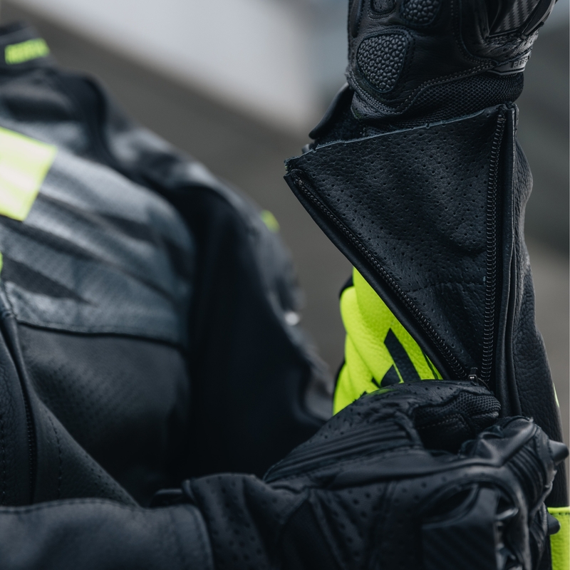 Rebelhorn Vandal motoros bőrkabát fekete-fluo sárga kiárusítás