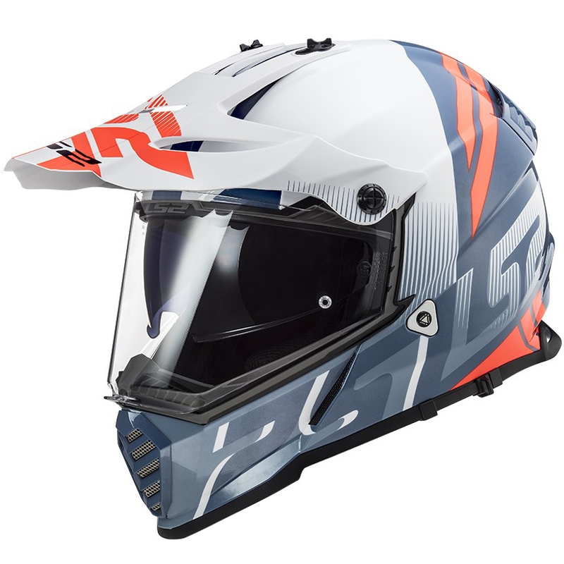 Enduro sisak LS2 MX436 Pioneer EVO Evolve fehér-kék-narancssárga