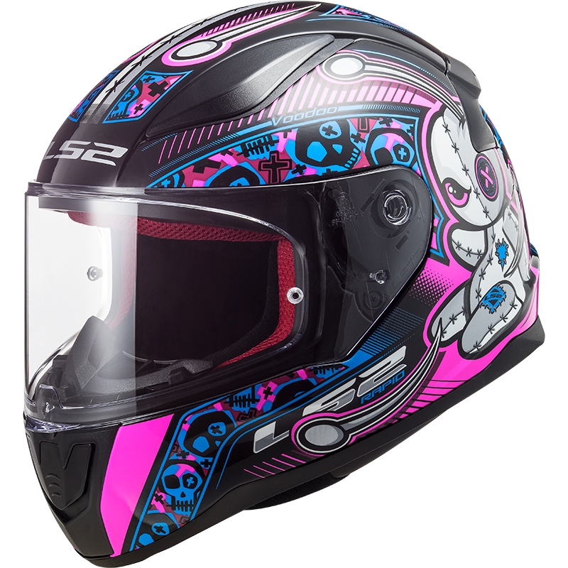 LS2 FF353 Rapid Mini Voodoo gyerek bukósisak fekete-fluo rózsaszín