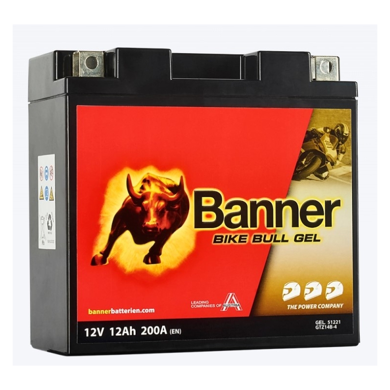 Banner Bike Bull Gel 12V, YT14B-4, 12AH, 200A zselés akkumlátor