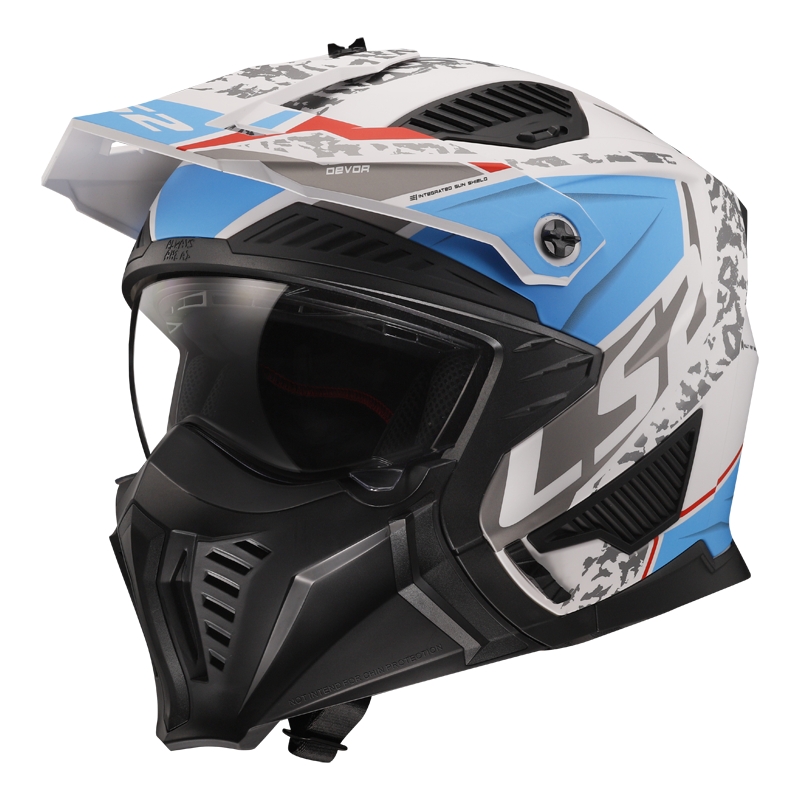 LS2 OF606 Drifter Devor trial bukósisak fehér-kék