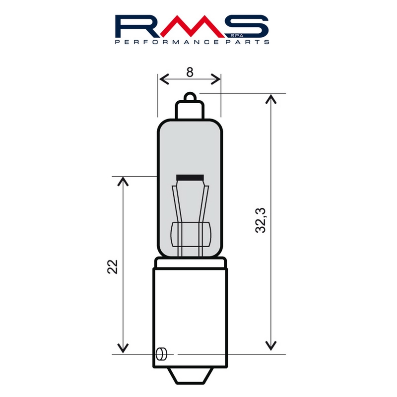 Izzó RMS 12V 21W, 90° 10 pcs fehér