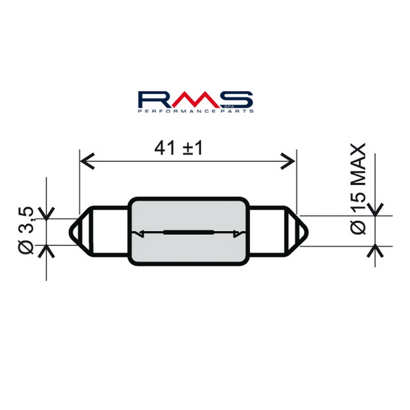 Izzó RMS 12V 15W, T15X44 S8.5 fehér