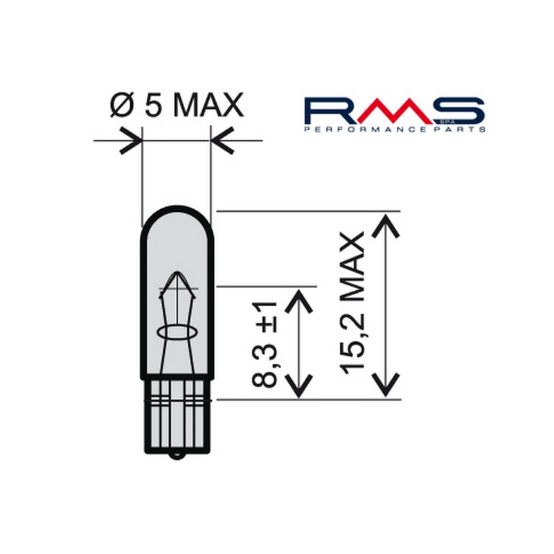 Izzó RMS 12V 2,3W, T5 fehér