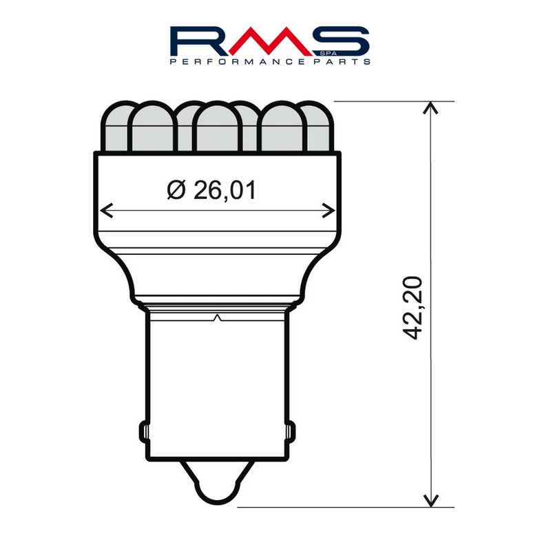 Izzó RMS 12V 12 Led, BA15S S25 kék