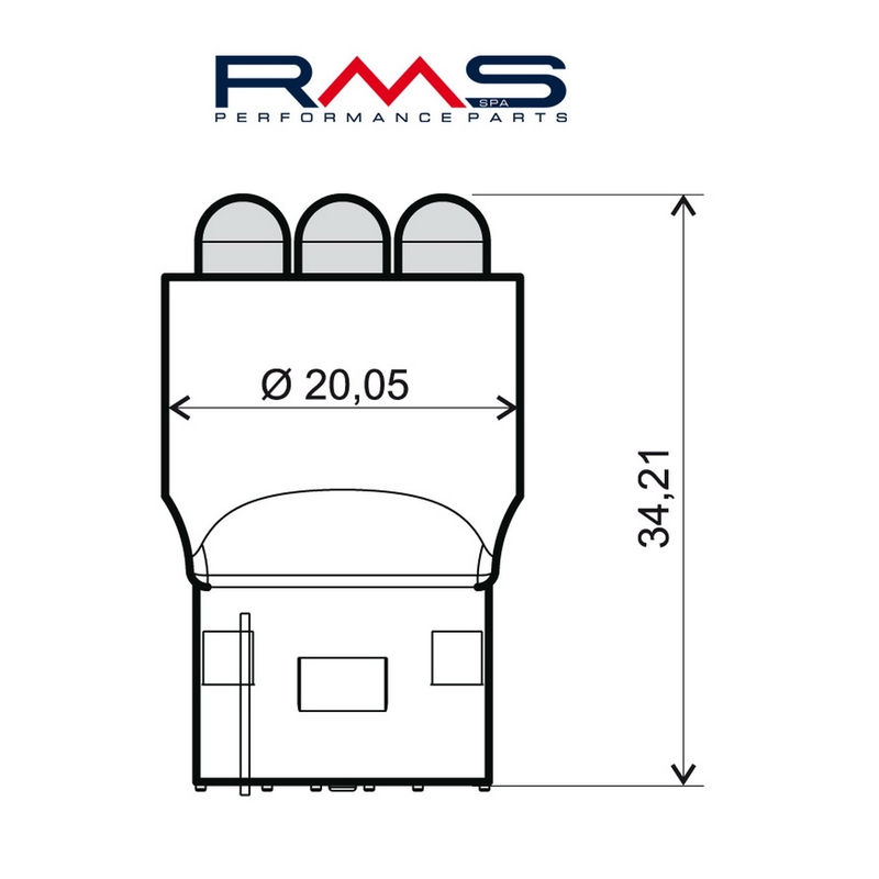 Izzó RMS 12V 6 Led, T20 blue (2 pcs)