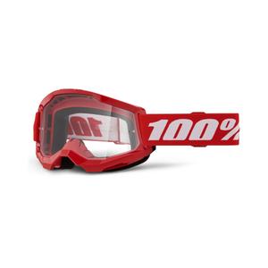 100% STRATA 2 New motocross szemüveg piros (átlátszó plexi)