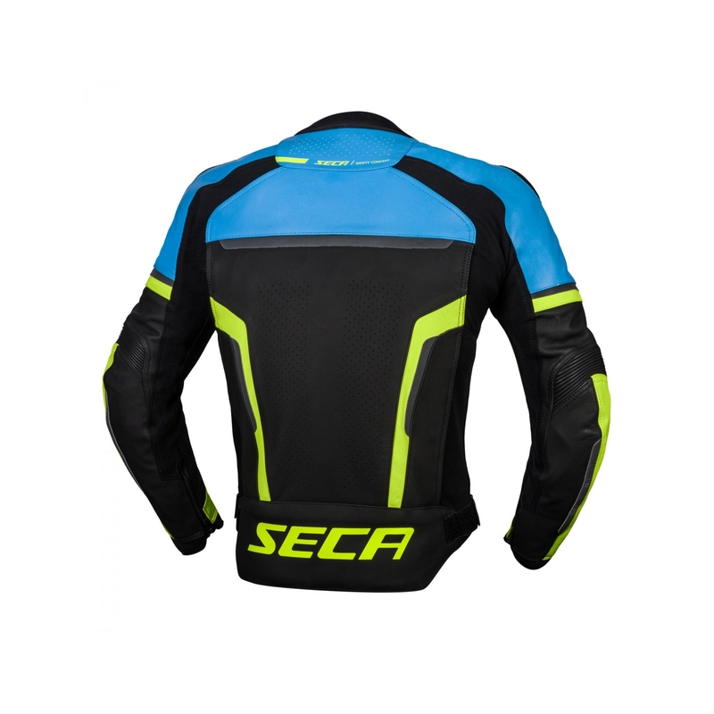 SECA Hooligan motoros bőr dzseki kék-fluo sárga kiárusítás