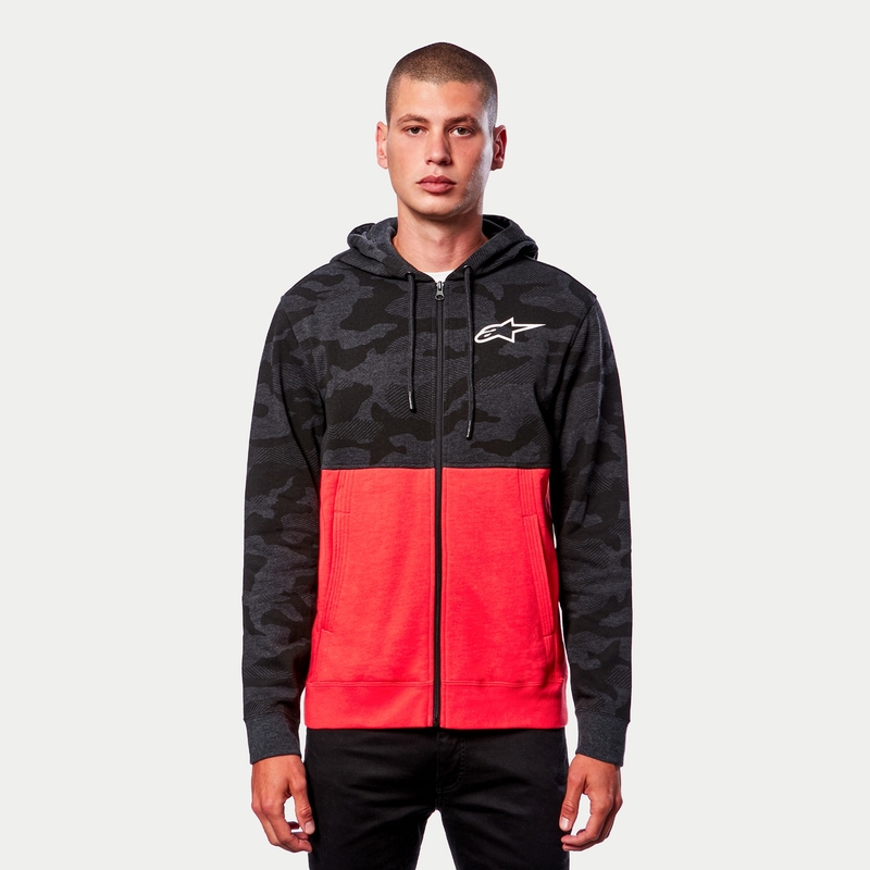 Alpinestars Camo Block Hoodie pulóver camo szürke-fluo piros