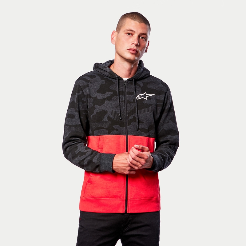 Alpinestars Camo Block Hoodie pulóver camo szürke-fluo piros
