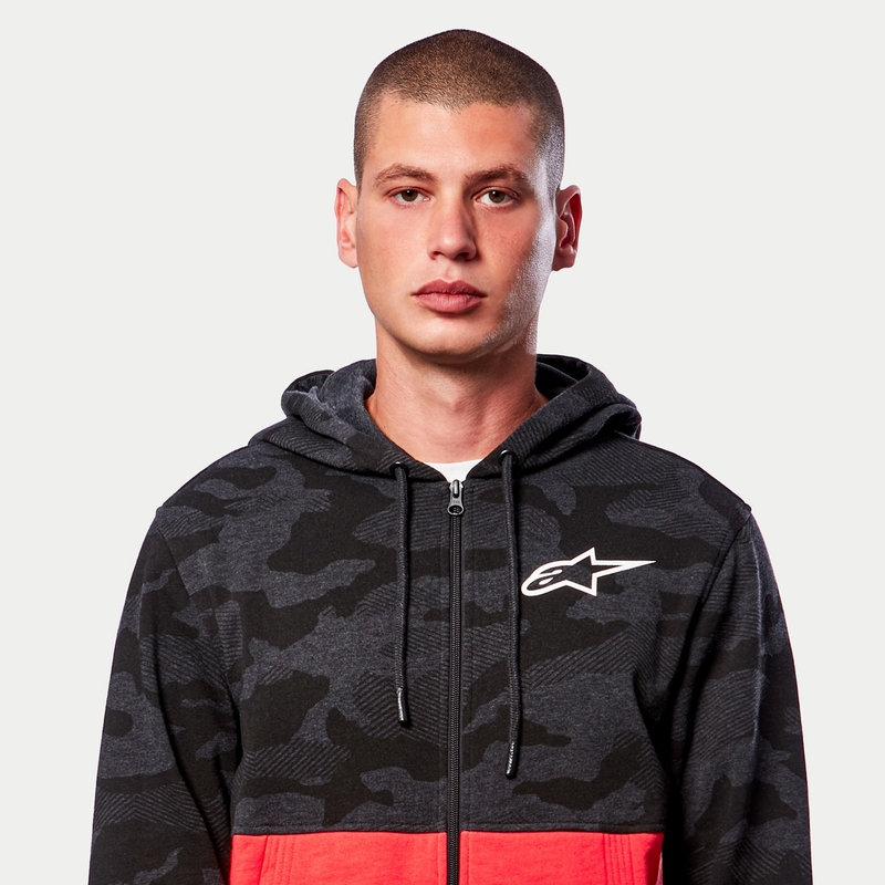 Alpinestars Camo Block Hoodie pulóver camo szürke-fluo piros